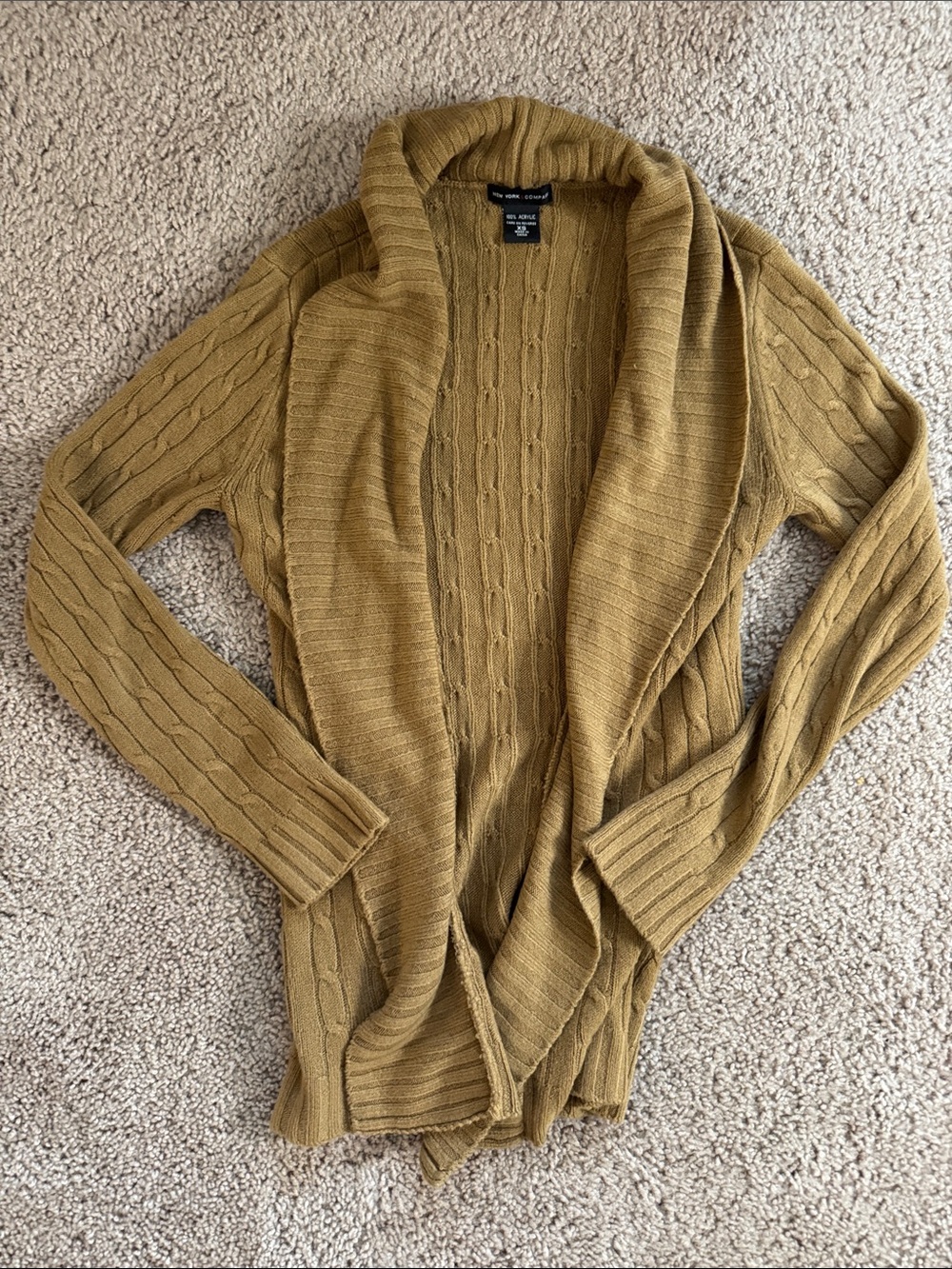 New York & Company Cable-Knit Open Front Cardigan